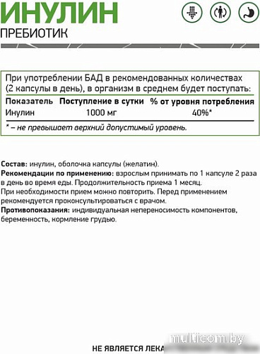 Витамины, минералы NaturalSupp Инулин (Inulin), 60 капсул