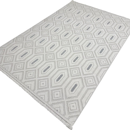 Ковер для жилой комнаты Radjab Carpet Поло Прямоугольник EN 262 12546RK (2x4, Cream/L.Grey)