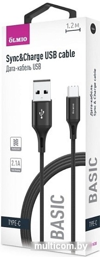 Кабель Olmio USB 2.0 - Type-C 1.2 м 041638