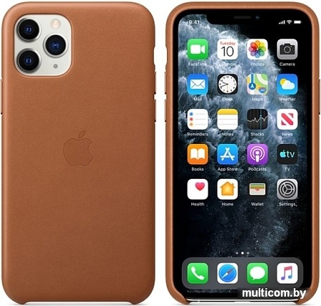 Чехол Apple Leather Case для iPhone 11 Pro (золотисто-коричневый)