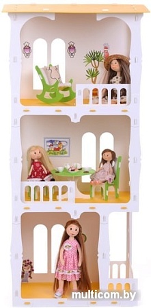 Кукольный домик Krasatoys Дом Жасмин с мебелью 000274 (белый/желтый)