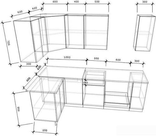 Угловая кухня Хоум Лайн Кристалл Люкс 1200х2400 угловой (черный глянец/серый пыльный)