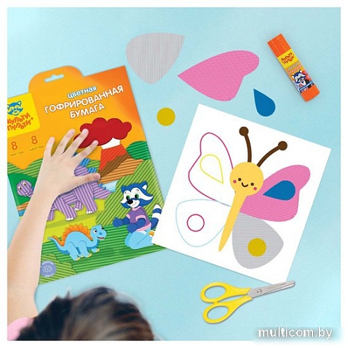 Набор цветной бумаги Мульти-пульти Приключения Енота ЦБгА4_18875 (8 цв)
