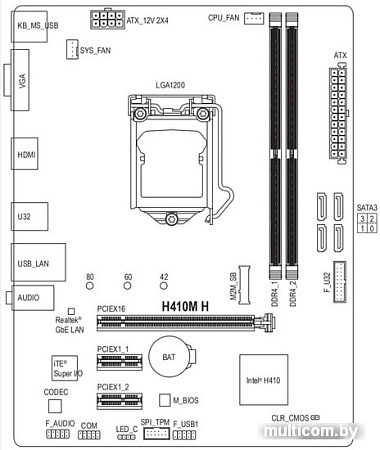 Материнская плата Gigabyte H410M H (rev. 1.0)