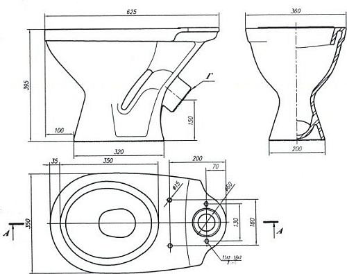 Унитаз напольный Лобненский стройфарфор Оптима Стандарт 10/1/5/3-51