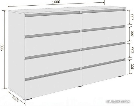 Комод Кортекс-мебель Бари 160 8ш (дуб сонома/дуб сонома/береза)