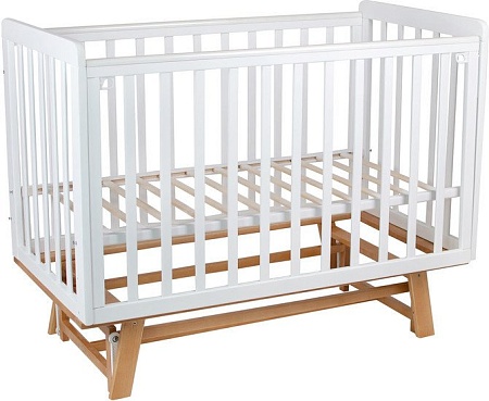 Приставная детская кроватка Indigo Style На ножках Продольный маятник (белый/натуральный)