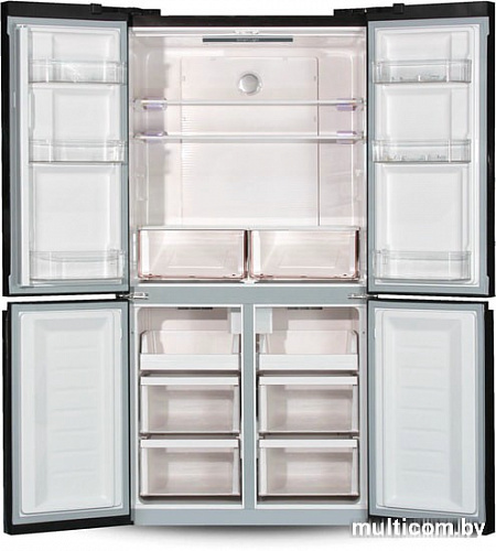 Четырёхдверный холодильник Ginzzu NFK-575 Black glass
