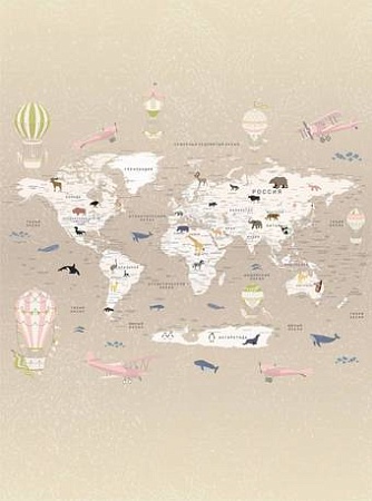 Фотообои Vimala Познавательная карта мира 4 270x200