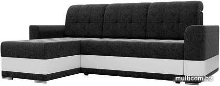 Угловой диван Mebelico Честер 61120 (левый, вельвет черный/экокожа белый)