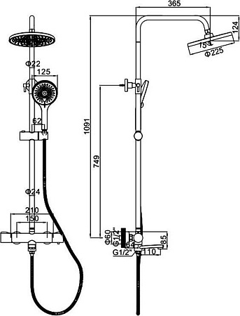Душевая система Ledeme L2427D