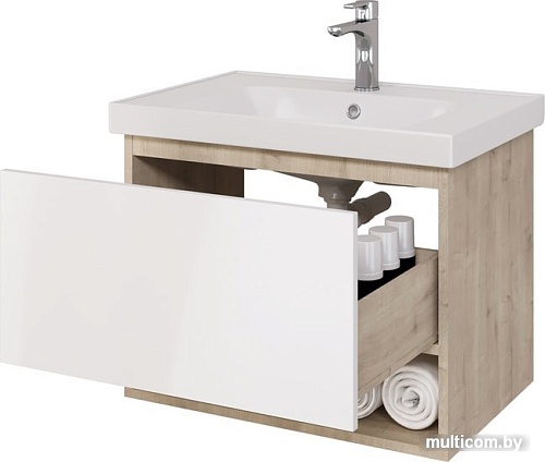 Мебель для ванных комнат Dreja Тумба под умывальник Perfecto 70 99.0812 (дуб эврика/белый гл.)