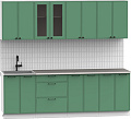 Готовая кухня Интермебель Лион-18 2.4м (мята софт/мрамор лацио белый)