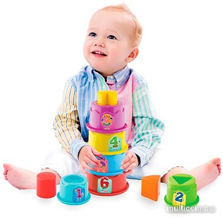Набор развивающих игрушек Dede Логическая пирамидка стаканчики в ведерке 03466
