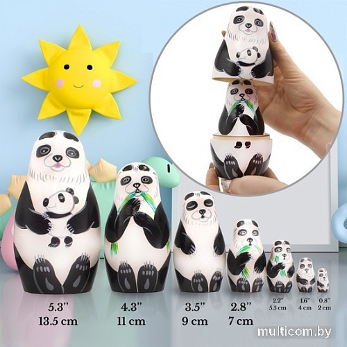 Развивающая игра Брестская Матрешка Медведь панда (набор 7 шт)