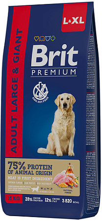 Сухой корм для собак Brit Premium Dog Adult Large and Giant курица 15 кг
