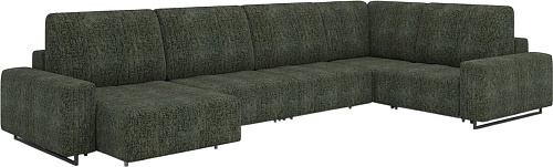 П-образный диван Rivalli Уолтер ШП 1000 + 1000 + оттоманка + угловая секция + 1000 (Elle Forest/черный муар)