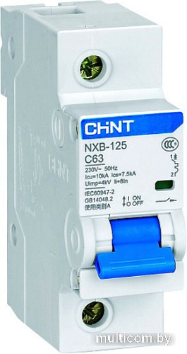 Выключатель автоматический Chint NXB-125 1P 80A 10кА (C) 816123