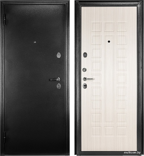 Металлическая дверь Guard MG60 МДФ 87х205 левая (черное серебро/белый ясень)