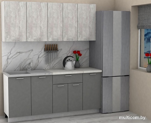 Готовая кухня ЭлиГард Lion 1.8 (ледяное дерево/дымчатый алмаз/королевский опал)