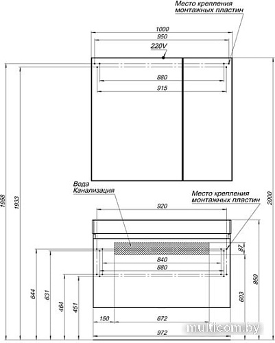 Мебель для ванных комнат Aquanet Комплект Йорк 100 00203645 (белый)