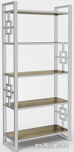 Стеллаж Hype Mebel Квадро 50x170 (белый/дуб галифакс олово)
