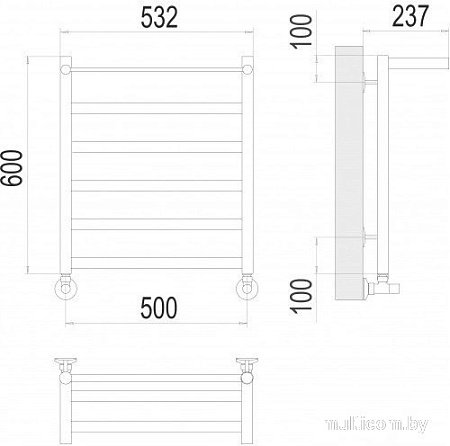 Полотенцесушитель TERMINUS Хендрикс П6 500x600 (хром)