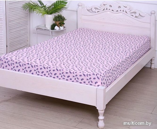 Постельное белье Luxsonia Трикотаж на резинке 80x200 3366 (перышки розовый)