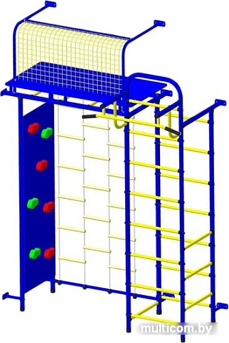 Детский спортивный комплекс Пионер 10ЛМ со скалодромом (синий/желтый)