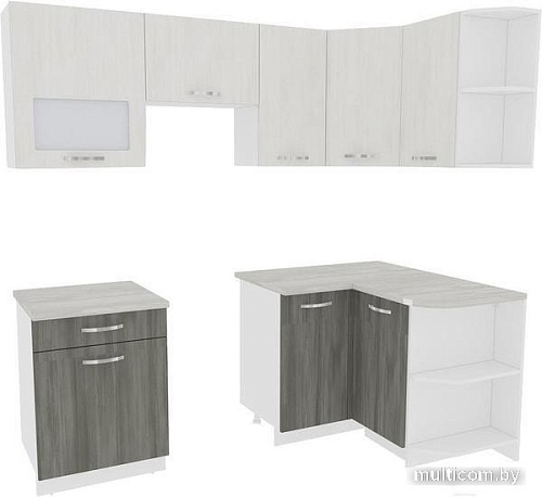 Угловая кухня ВерсоМебель Эко-5 1.2x2.1 правая (северное дерево светлое/сев дерево темное)