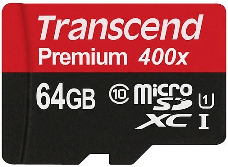 Карта памяти Transcend microSDXC UHS-I 400x Premium (Class 10) 64GB (TS64GUSDU1)