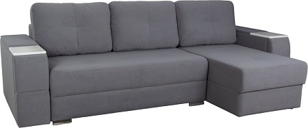 Угловой диван DiArt Бруклин Г-правый (велюр, Selfie grey/крафт)