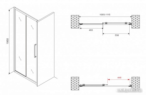 Душевая дверь Abber Schwarzer Diamant AG30110H