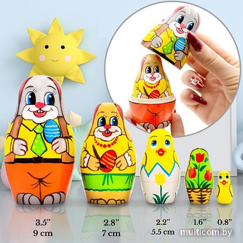Развивающая игра Брестская Матрешка Пасхальные зайцы (набор 5 шт)