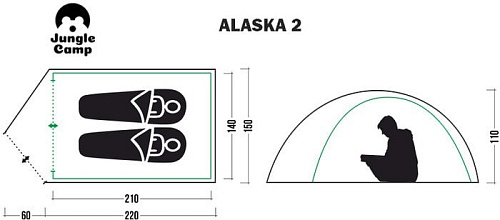 Треккинговая палатка Jungle Camp Alaska 2 (камуфляж)