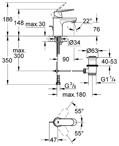 Однорычажный смеситель Grohe Eurosmart 3282500E