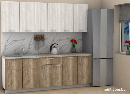 Готовая кухня ЭлиГард Lion 2.2 (сосна каньон/дуб каньон/малага)