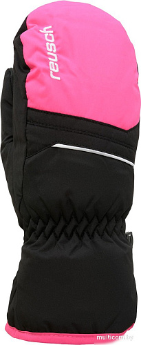 Горнолыжные варежки Reusch Alan Junior 6361415-7720 (р-р 6, Mitten Black/Pink Glo)