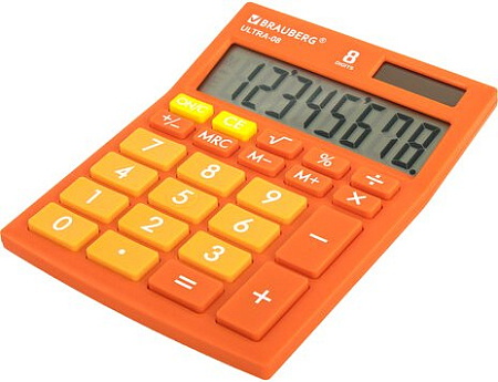 Бухгалтерский калькулятор BRAUBERG Ultra-08-RG 250511 (оранжевый)