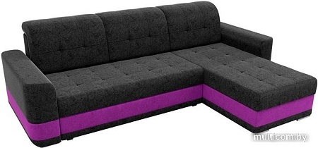 Угловой диван Mebelico Честер 61121 (правый, вельвет, черный/фиолетовый)