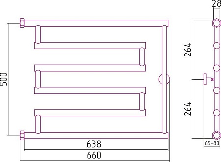 Полотенцесушитель Сунержа High-Tech model L 500x650 12-0052-5065