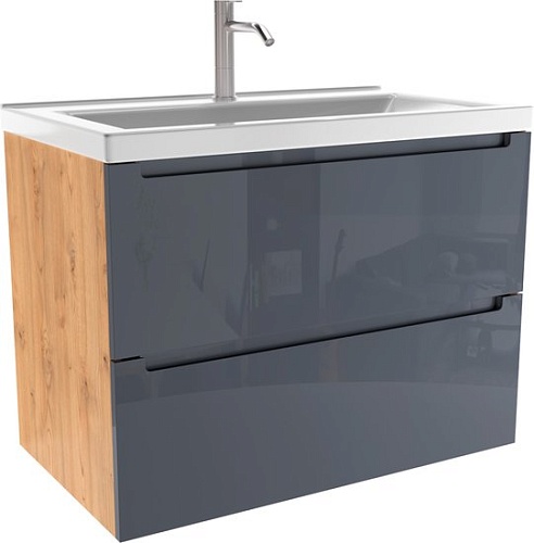ЗОВ Тумба под умывальник Эридан 60 (графит глянец/дуб)