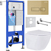 Унитаз подвесной Roxen Antares в комплекте с инсталляцией StounFix Dual Fresh 6 в 1 968049 (кнопка: брашированное золото)