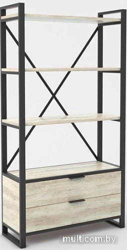 Стеллаж Hype Mebel Стандарт Люкс 80x200 (черный/древесина белая)