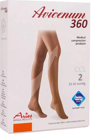 Чулки компрессионные Aries Avicenum 360 с резинкой и закрытым носком 9999 (L, long)