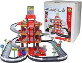 Элемент трека Полесье Паркинг 4-уровневый с дорогой и автомобилями (красный) 44723