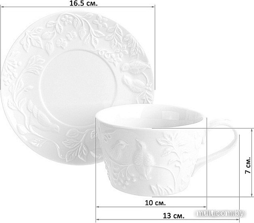 Чашка с блюдцем Elan Gallery Птички на ветке 540198