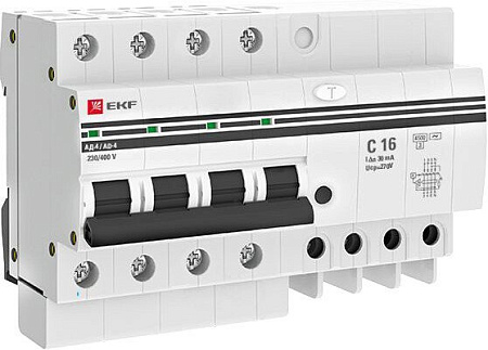 Дифференциальный автомат EKF PROxima АД-4 16А30мА DA4-16-30-pro