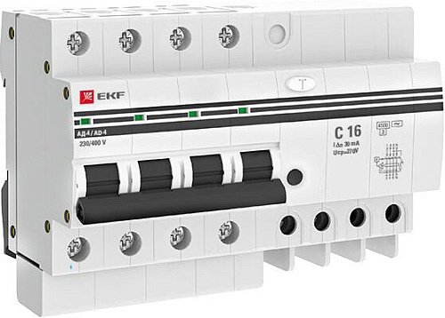 Дифференциальный автомат EKF PROxima АД-4 16А30мА DA4-16-30-pro