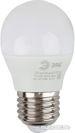 Светодиодная лампа ЭРА LED SMD P45-6w-840-E27